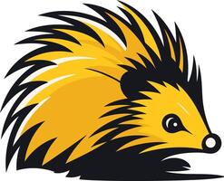 Yellow Hedgehog with Spiky Black Fur vector