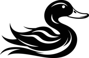 Stylized black and white illustration of a duck with intricate feather details vector