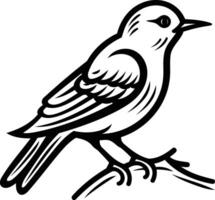 A simple yet powerful line art illustration of a bird perched on a branch vector