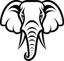 A bold, black and white illustration of an elephant's head, perfect for tattoo designs, logos, or any project requiring a strong, graphic element vector
