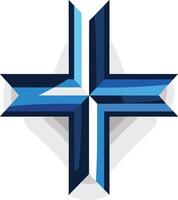 Abstract Cross Design with Blue and White Stripes vector