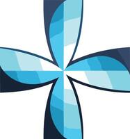 Abstract Blue Cross Shape with a 3D Effect vector