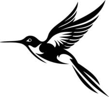 Stylized black and white hummingbird tattoo design, perfect for adding a touch of nature and beauty to your projects vector