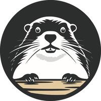Curious Groundhog Peeking Out of Burrow vector