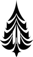 A stylized, abstract tree design in black and white vector