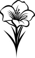 Simple black and white line art illustration of a single flower, perfect for minimalist design projects or as a decorative element vector