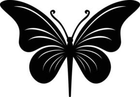 Simple black silhouette of a butterfly, perfect for logo design, branding, and graphic design projects vector
