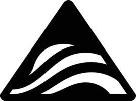 Modern, geometric logo design featuring a triangular shape with three white waves inside vector