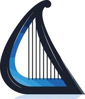 Black and Blue Harp with White Background vector