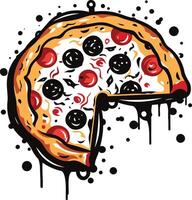 Pizza with a Missing Slice Illustration vector
