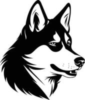 Black and white element illustration of a husky dog head, perfect for logo, branding, or design projects vector