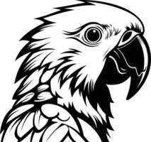 Black and white element illustration of a parrot head, perfect for tattoos, logos, and other design projects vector