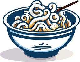 Bowl of Noodles with Chopsticks vector