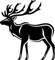 Simple, black and white silhouette of a stag with large antlers, perfect for minimalist designs and branding vector