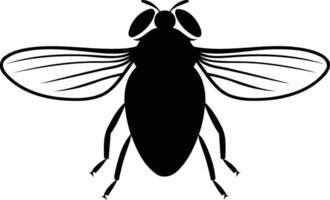 Simple black and white silhouette of a fly, perfect for illustrations, graphic design, and branding vector