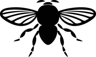 Simple black and white silhouette of a bee with wings spread vector