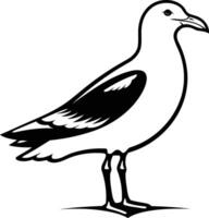 Simple black and white illustration of a seagull, perfect for designs, illustrations, and graphics related to the ocean, beaches, or wildlife vector
