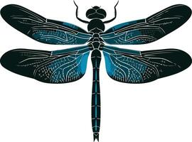 Abstract Dragonfly with Blue and Black Wings vector