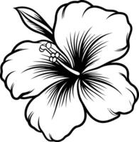 A simple, elegant black and white illustration of a hibiscus flower vector