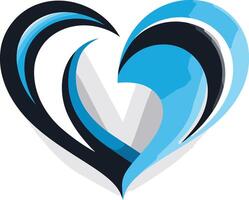 Abstract Heart Shape Design with Blue and Black Swirls vector