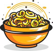 A Bowl of Noodles with a Yellow Glow vector