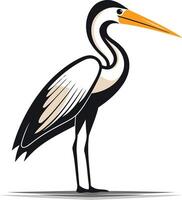 Elegant White Heron with Black and Orange Accents vector