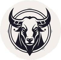 Bull Head in Circular Frame vector