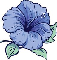 Blue Hibiscus Flower with Green Leaves vector