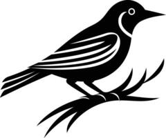 Simple, elegant silhouette of a bird perched on a branch vector