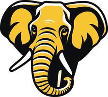 Elephant Head Illustration in Yellow and Black vector