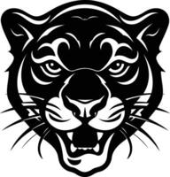 A fierce black panther head with a snarling expression vector