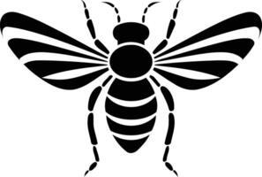 A striking black and white silhouette of a bee, perfect for logo design, branding, or as a decorative element vector