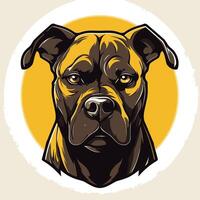 Portrait of a Black and Yellow Pit Bull vector