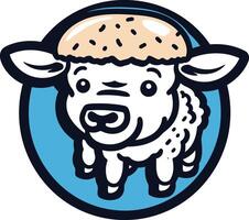 Cute Cartoon Sheep in a Circle vector