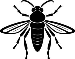 A minimalist, black and white illustration of a bee, perfect for branding, logos, and design projects vector