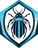 Blue Bug Inside Hexagon Emblem vector
