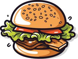 Juicy Burger with Bacon and Lettuce vector