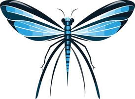 Blue Dragonfly with Black Striped Wings vector