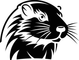 A bold, black and white graphic of a ferret head in profile vector