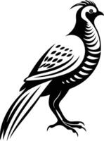 Black and white element illustration of a quail in a stylized, tribal design vector