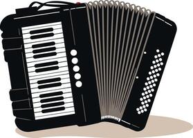 Black Accordion with White Keys on a White Background vector