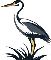 Elegant Grey Heron in a Lush Meadow vector