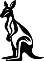 Simple black and white silhouette of a kangaroo in a sitting pose, perfect for design projects, logos, and more vector