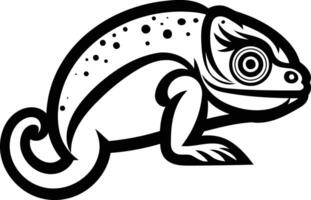 A bold and stylized black and white illustration of a chameleon, perfect for logos, branding, and design projects vector
