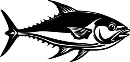 A striking black and white silhouette of a tuna fish, perfect for adding a touch of nautical flair to your designs vector