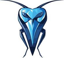 Stylized Blue Insect with Sharp Features vector