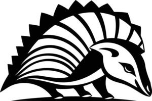 A bold black and white element illustration of an armadillo, perfect for use in tattoo designs, logos, or any project needing a powerful and unique animal symbol vector