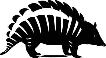 Black and white silhouette of an armadillo walking, perfect for logos, patterns, and designs vector