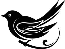 Stylish black and white element illustration of a bird in flight, perfect for logo design, branding, or print projects vector