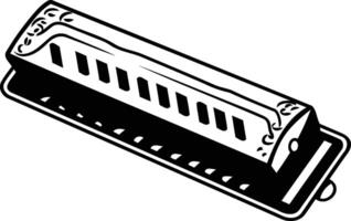 A simple line drawing of a harmonica vector